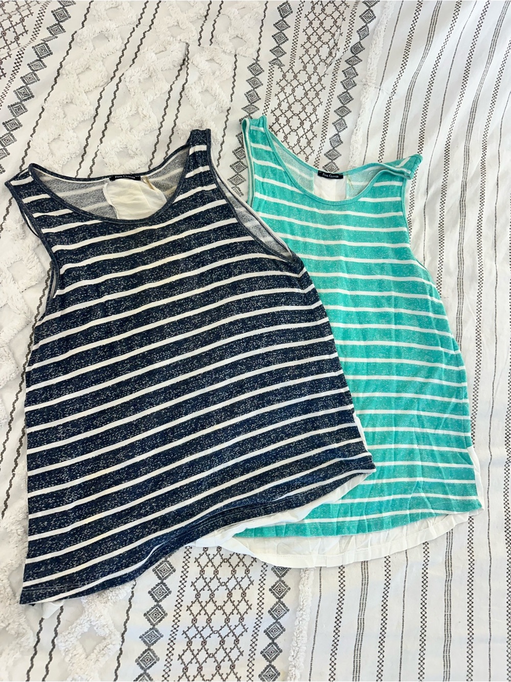 Striped Tank Top - set of 2 Navy and Teal - Women XL